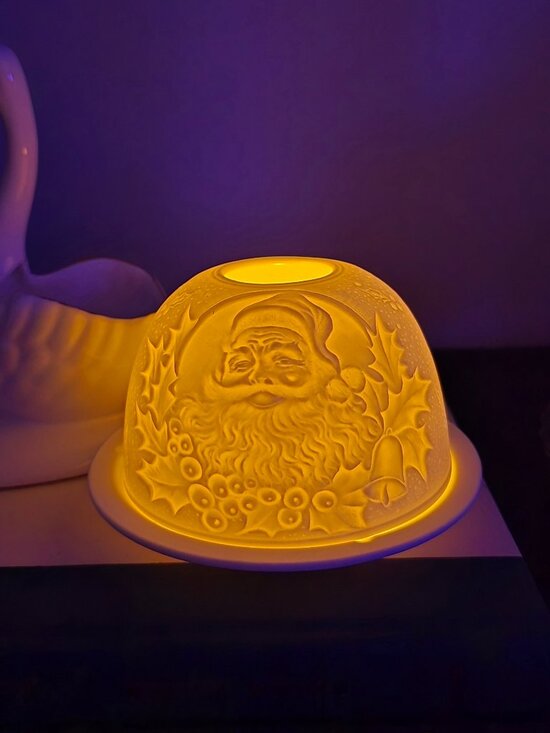 Seagull Other - Vintage Porcelain Santa Claus Lithophane Candle Dome / Fairy Lamp